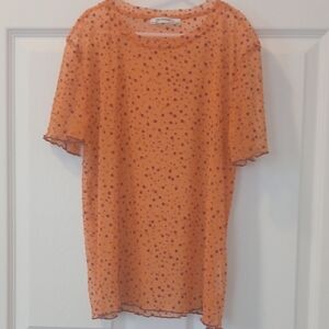 Orange Polka Dot Sheer Top